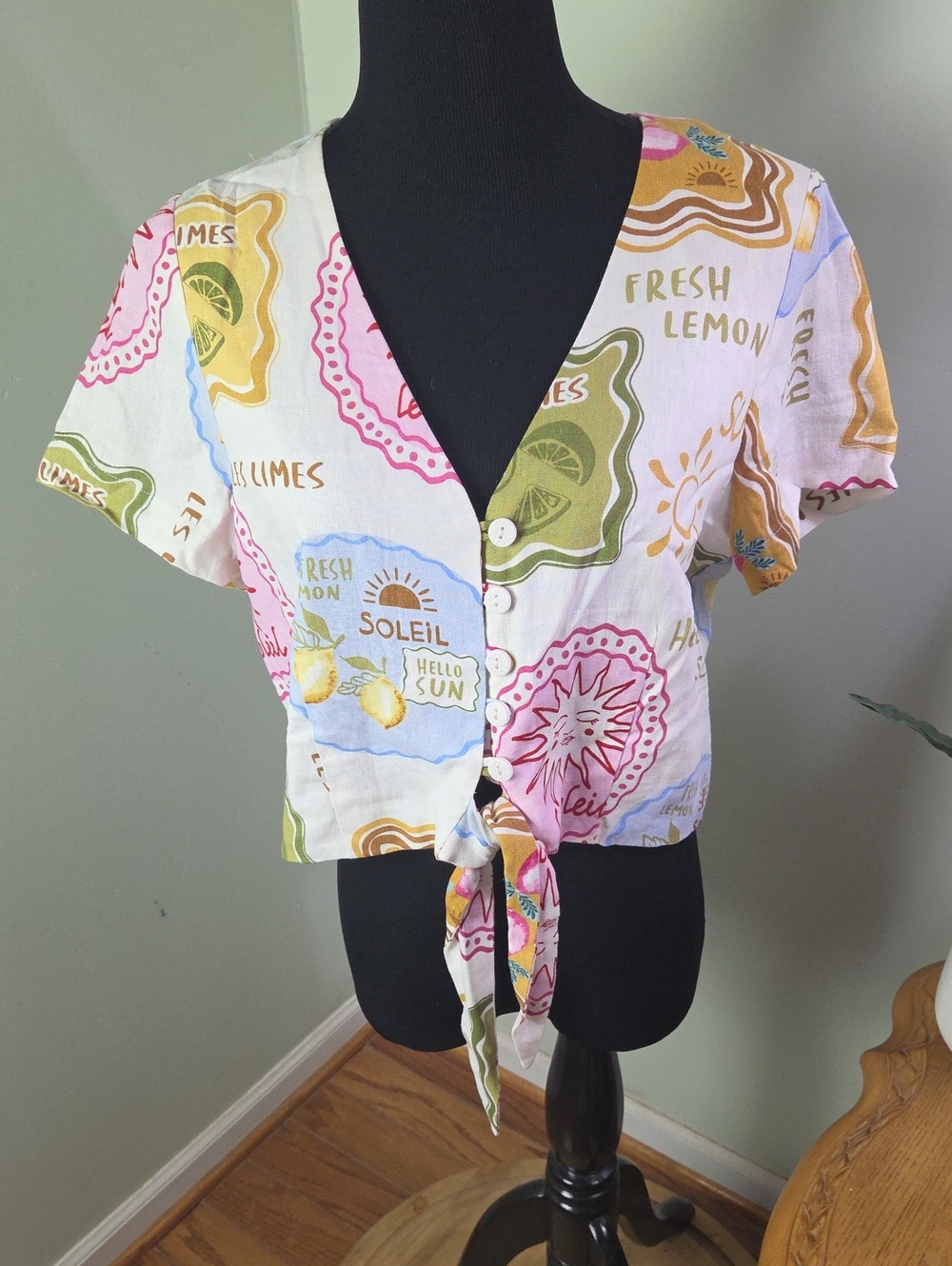 NWT Joie summer linen tie front top